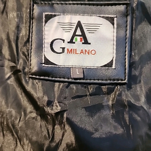 GA Milano Black Leather jacket With GA Lining Size LARGE Button Up Jacket Coat - Picture 6 of 8